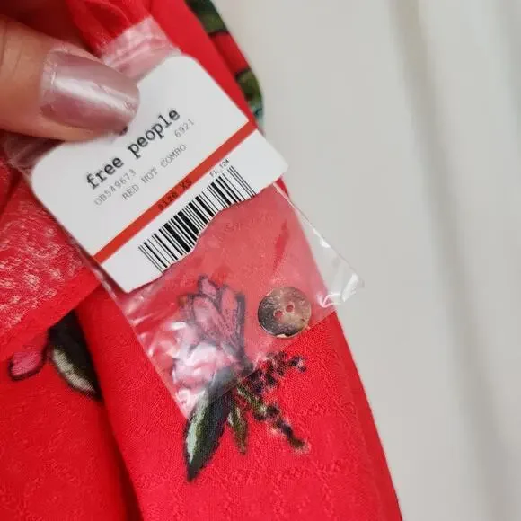 Free People Marsha Lace mini Dress Boho Goth Romantic Size XS red hot combo NWT - Picture 8 of 10